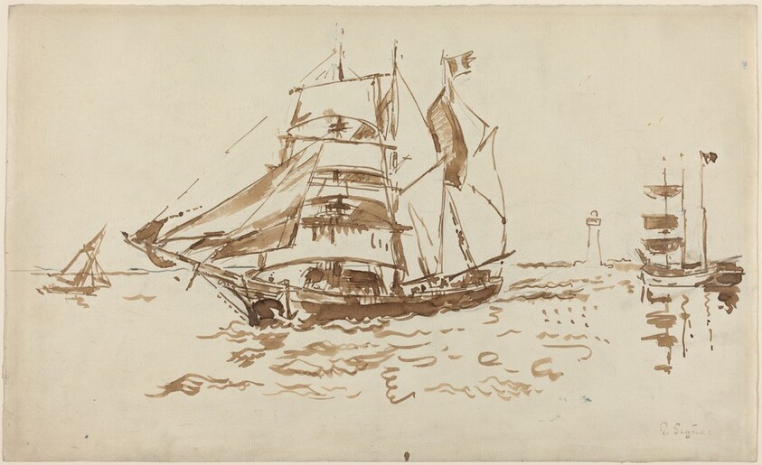 Sailboats near a Lighthouse