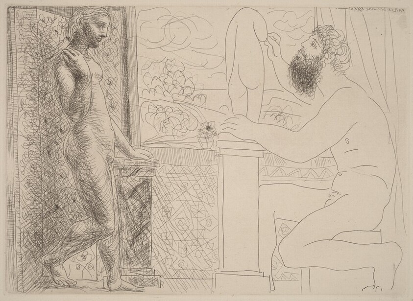 Sculptor at Work with Marie-Thérèse Posing (Sculpteur travaillant sur le motif avec Marie-Thérèse posant)