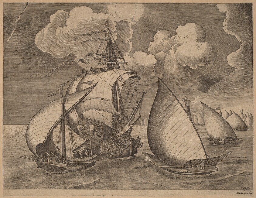 A Fleet of Galleys Escorted by a Caravel