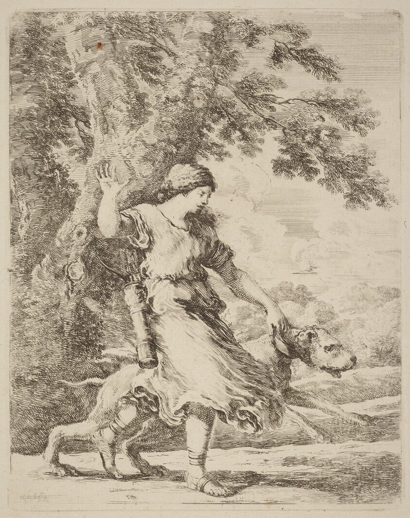 Nymph Holding a Large Dog by a Collar