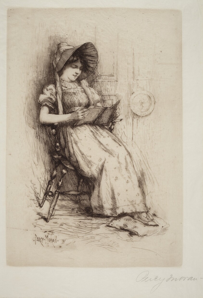 Untitled (Young Girl With Hat, In Chair, Reading)