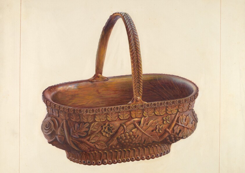 Carved Wooden Basket