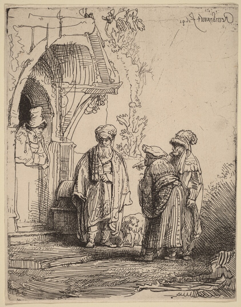 Three Oriental Figures (Jacob and Laban?)