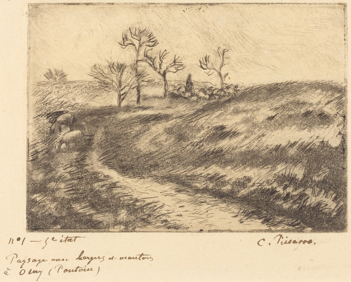 Paysage avec berger et moutons a Osny (Pontoise)