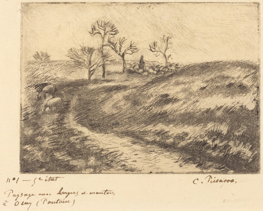 Paysage avec berger et moutons a Osny (Pontoise)