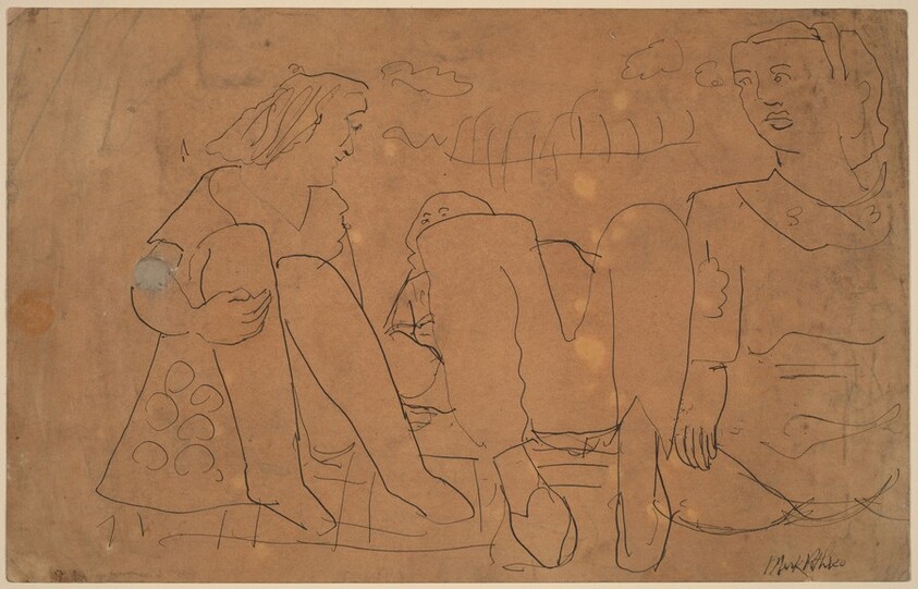 Three Figures Seated on a Blanket
