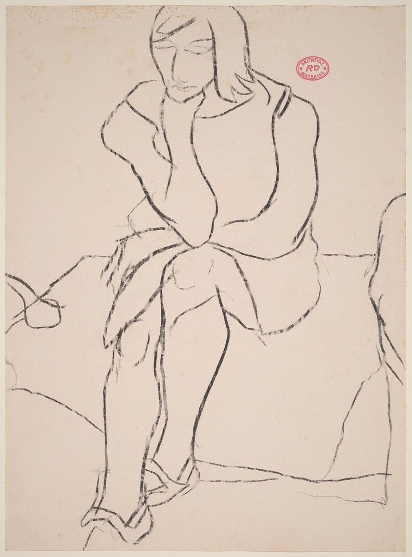 Untitled [seated woman resting chin on left hand]