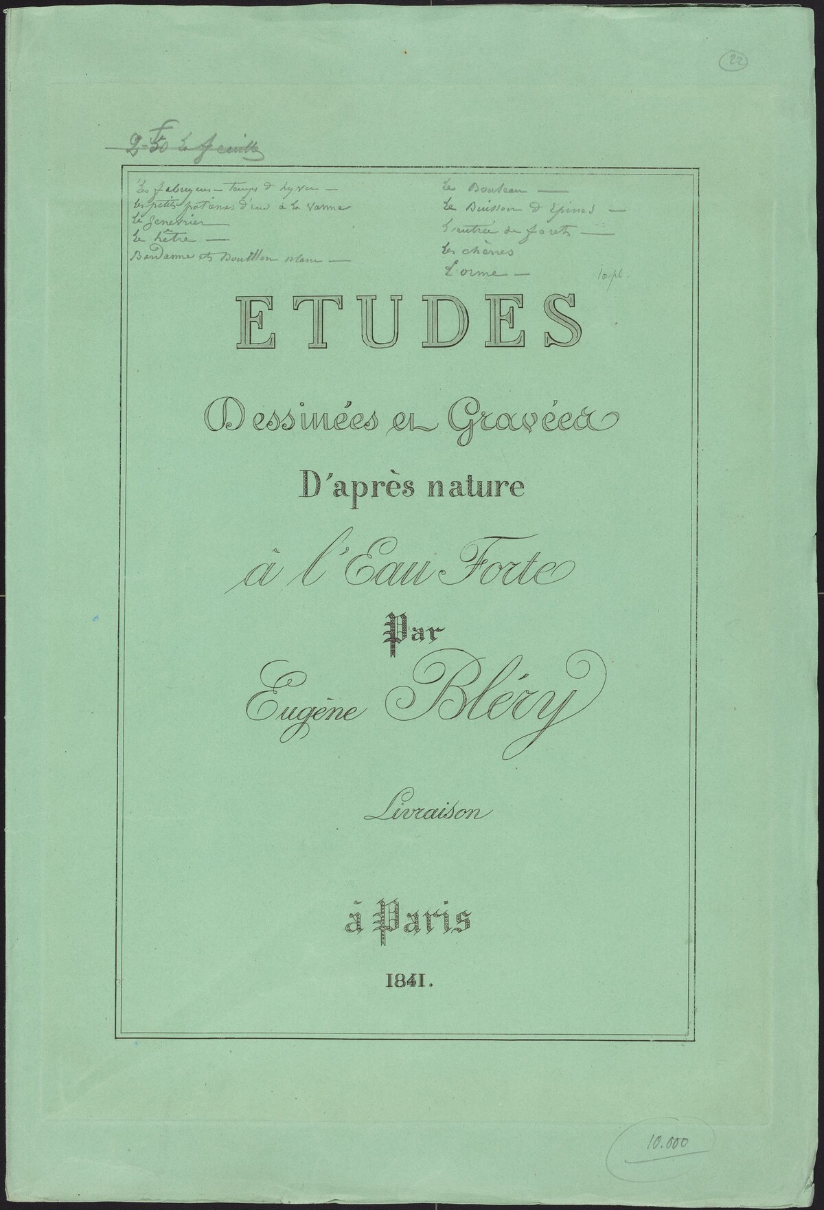 Etudes dessinées et gravées d'après nature