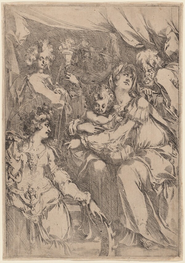 The Holy Family with Saint Catherine, Saint John the Evangelist, and an Angel