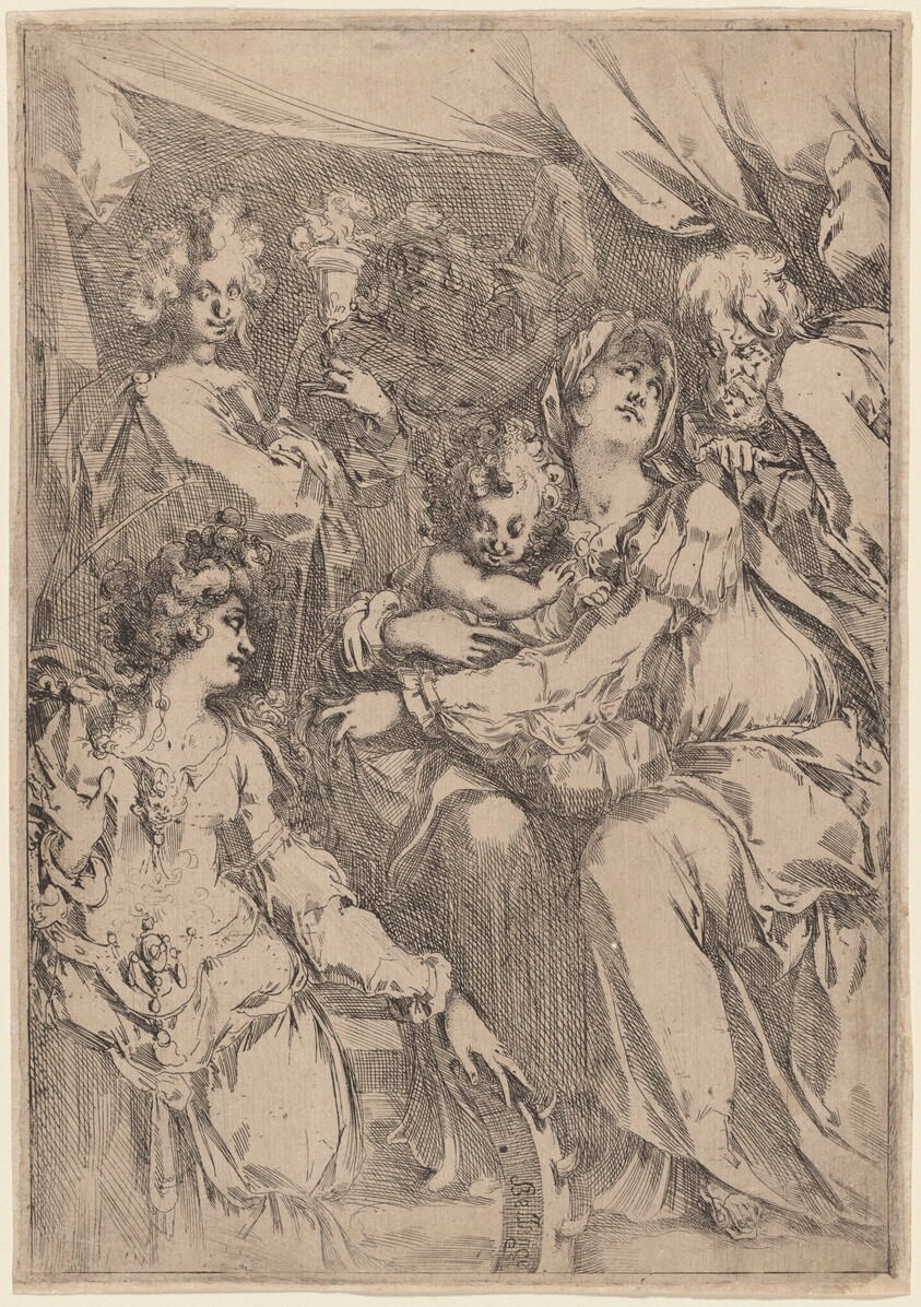 The Holy Family with Saint Catherine, Saint John the Evangelist, and an Angel