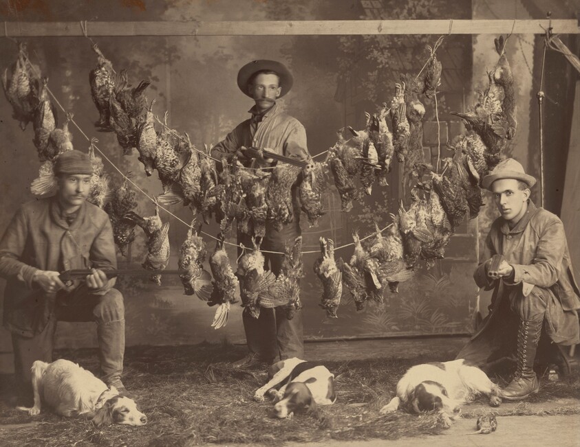 Portrait of Three Hunters, Dogs and Game