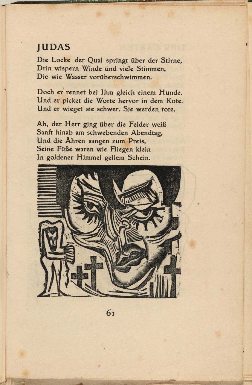 Judas (in-text plate) from mock-up of Georg Heym: Umbra Vitae (Georg Heym: Shadow of Life)