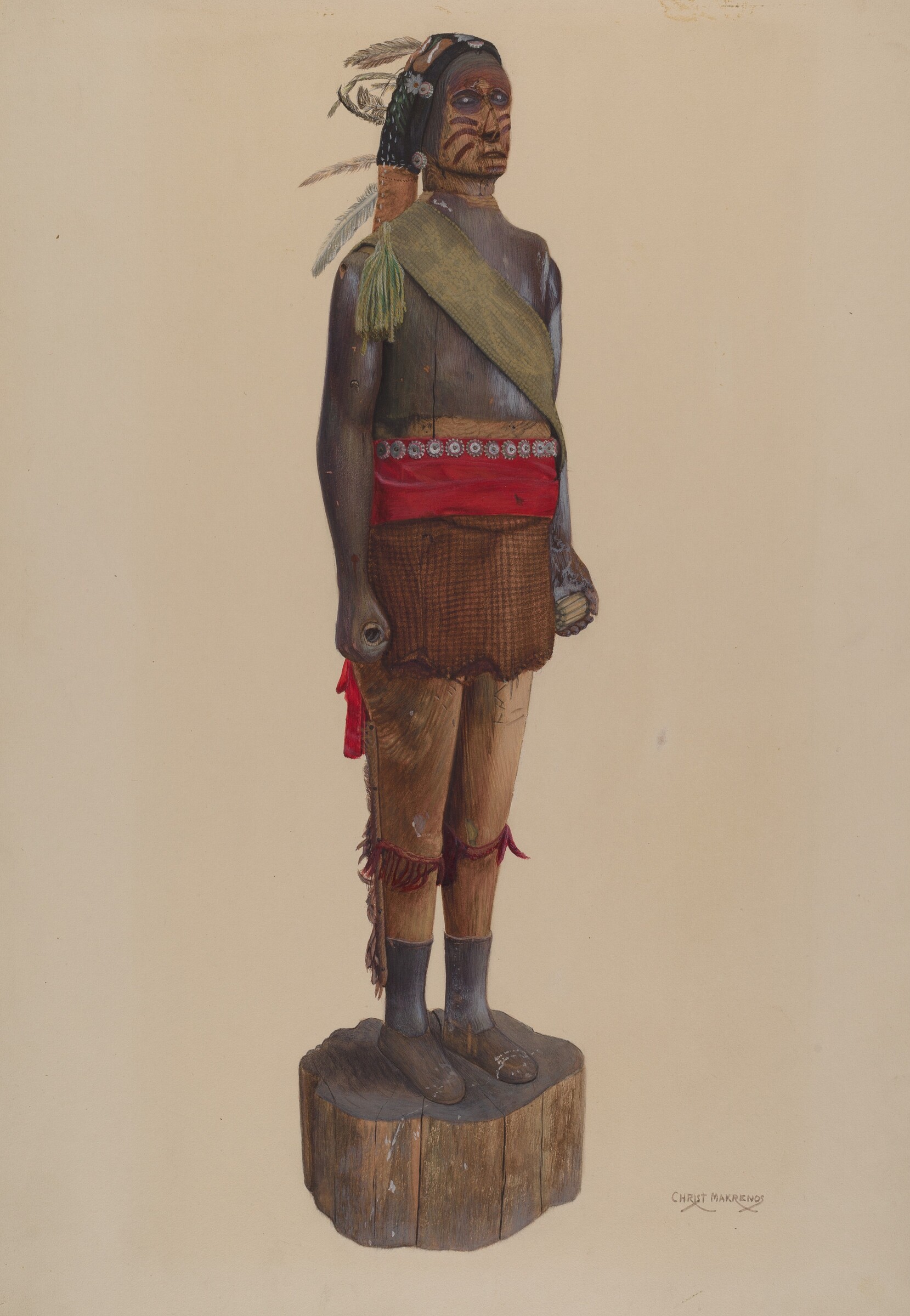 Cigar Store Indian, Chris Makrenos, c. 1937