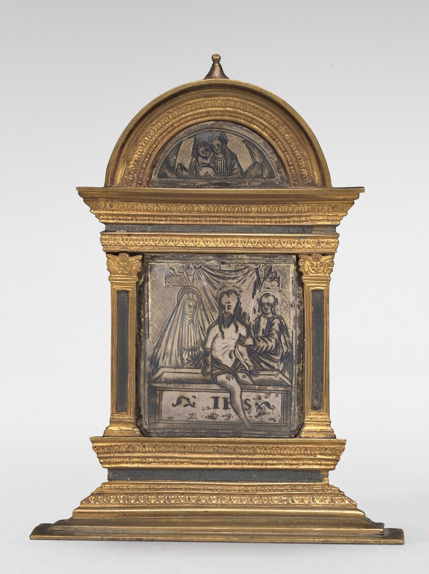 Pax with the Man of Sorrows; Lunette with Madonna and Child