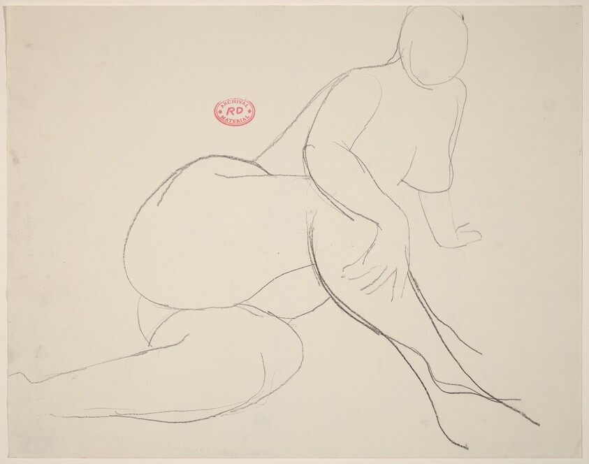 Untitled [seated female nude holding her leg with her right hand]