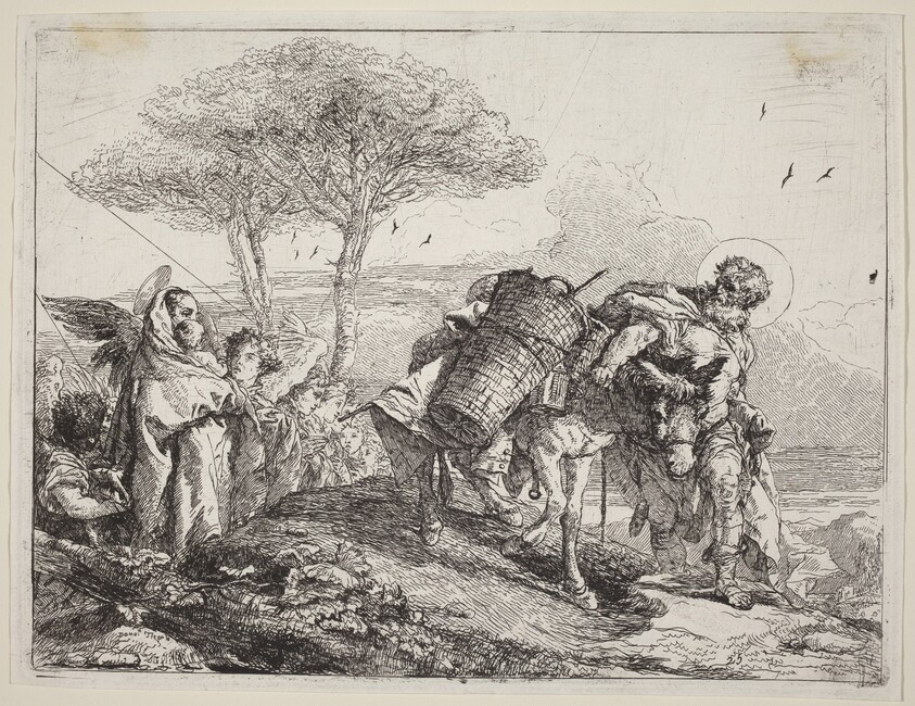 The Madonna and Child at Left, with a File of Angels