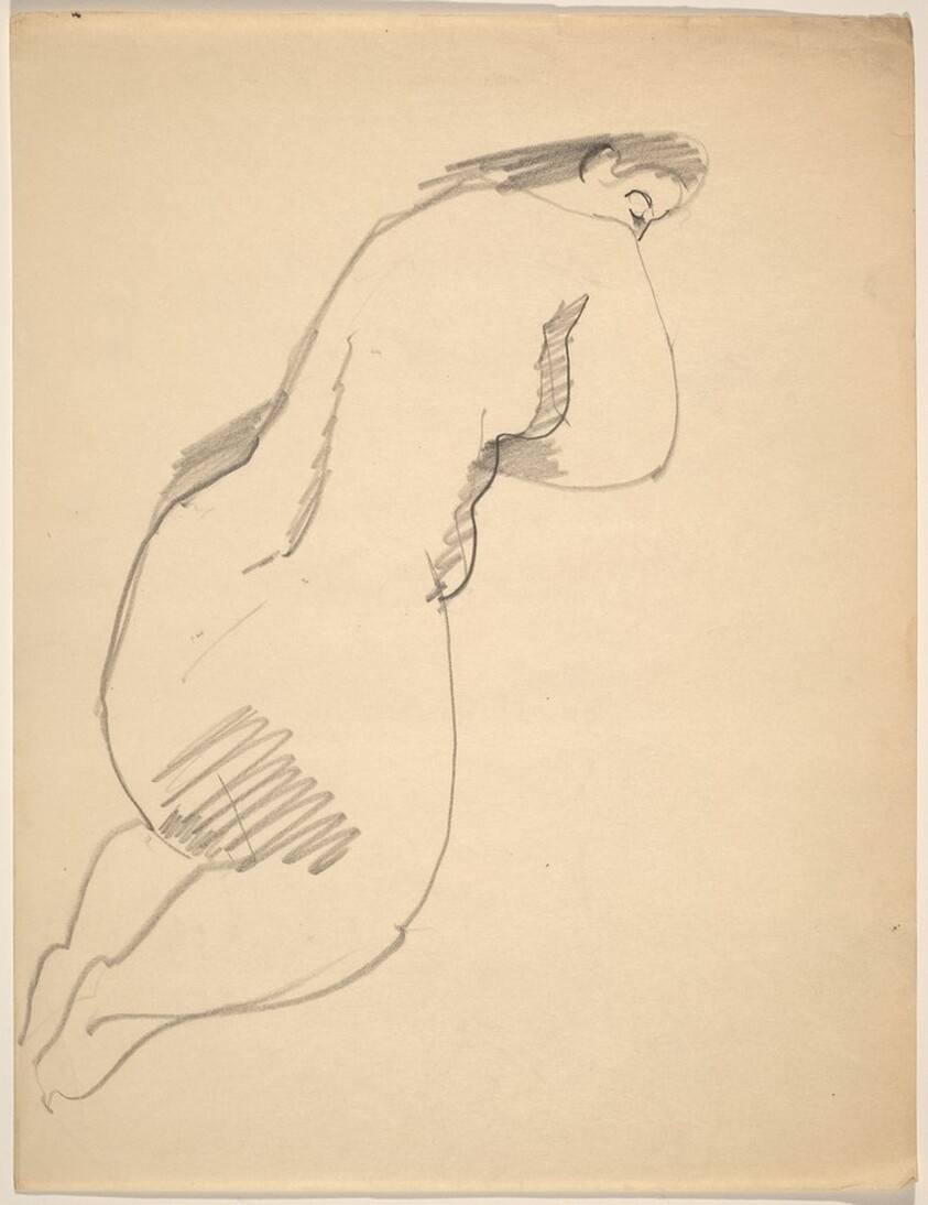 Reclining Nude Leaning Left, Head Turned Right