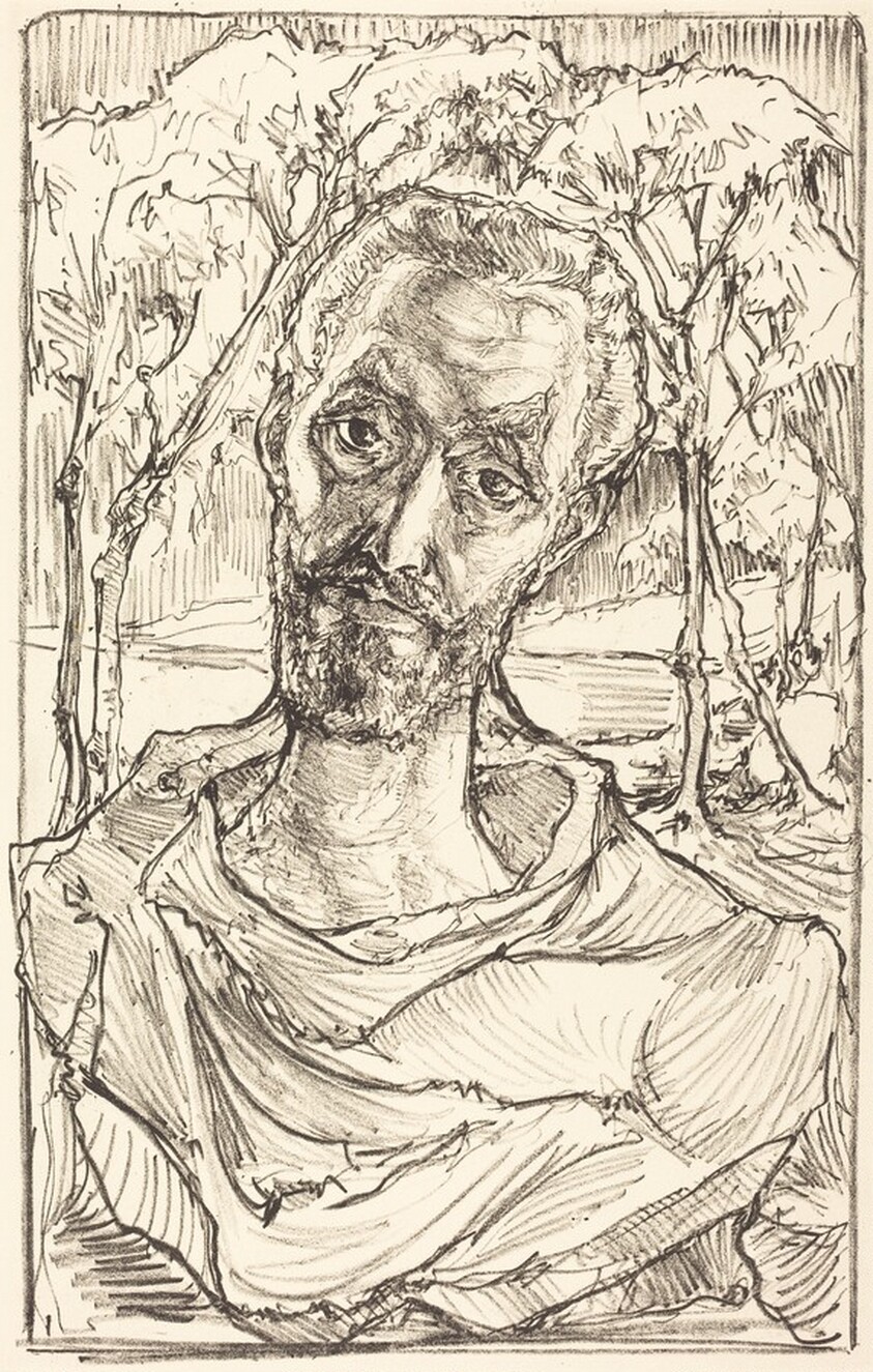 Self-Portrait with Background of Trees