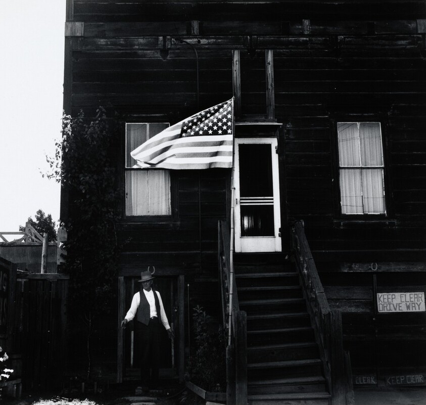 Mr. Piper and Flag, Lewis Street, West Oakland, California