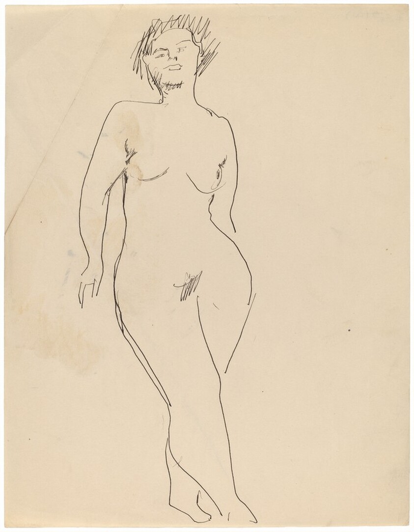 Frontal Nude Standing with Legs Crossed