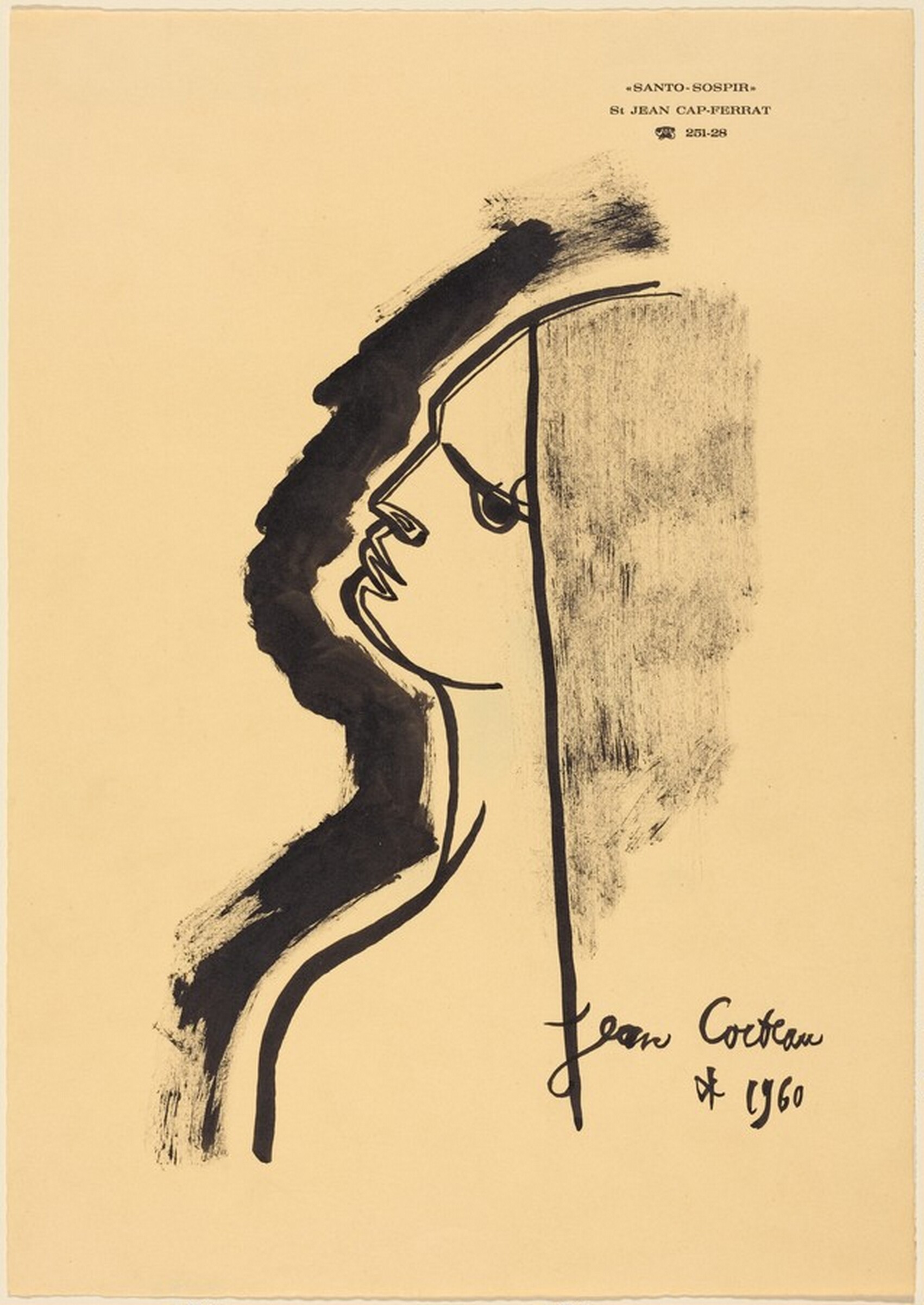 Profile Head of a Woman, Jean Cocteau, 1960