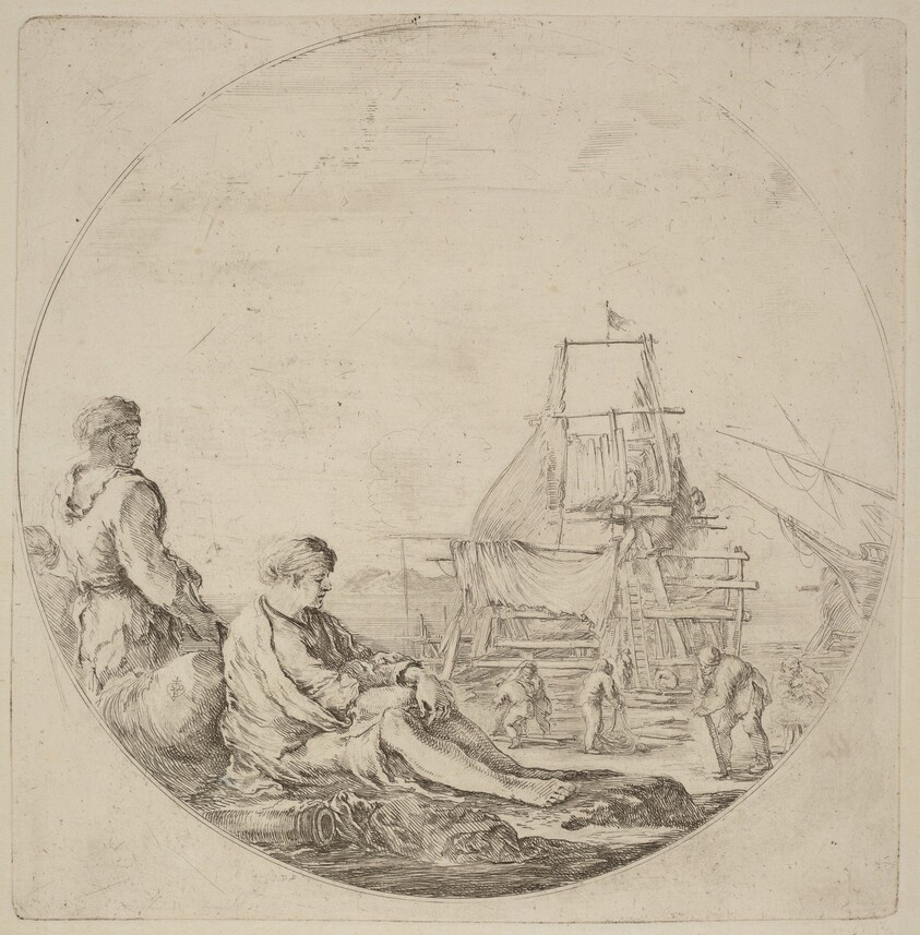 A Seated White Sailor and a Standing Black Sailor