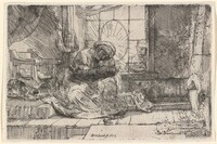 The Virgin and Child with the Cat and Snake, Rembrandt van Rijn, 1654