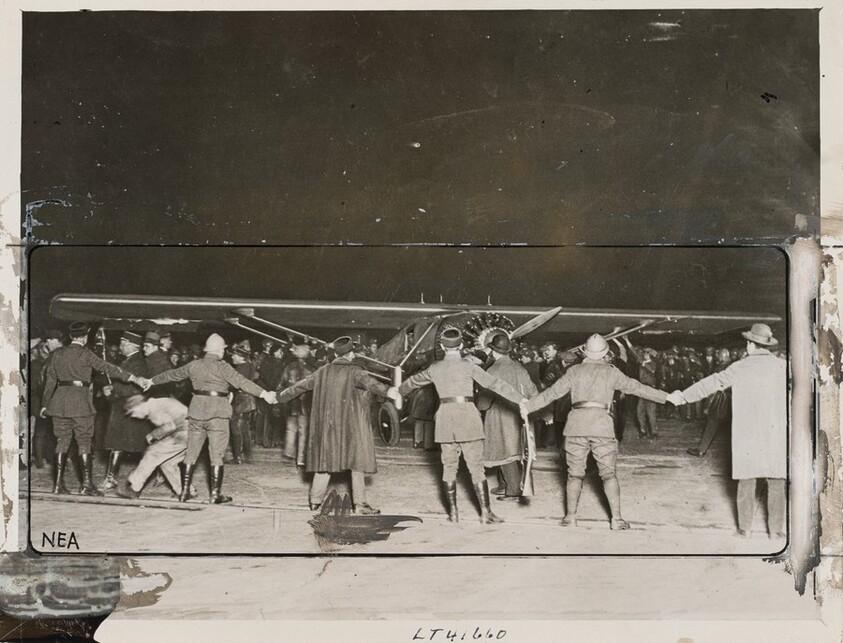 Title from caption on object: "Captain Lindbergh's Atlantic Flight: The Welcome at Le Bourget"
