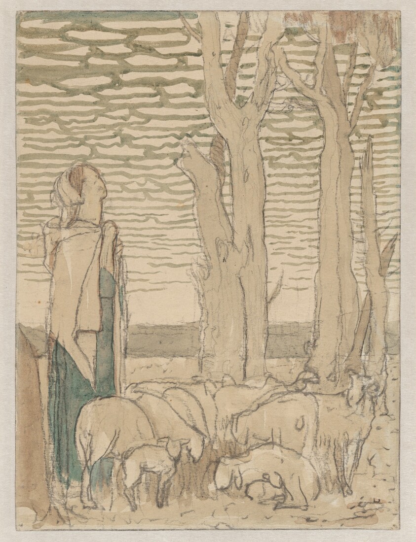 Study for "Rachel Came with Her Father's Sheep" (recto);  The Death of Rachel (verso)