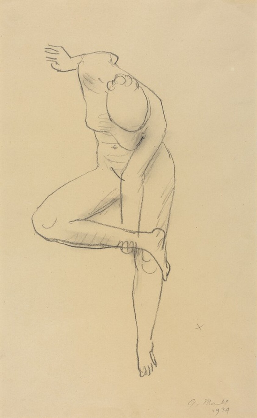 Nude Figure Standing and Holding Her Ankle