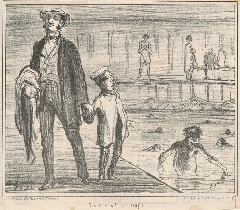 Tiens papa! ... un singe! ...