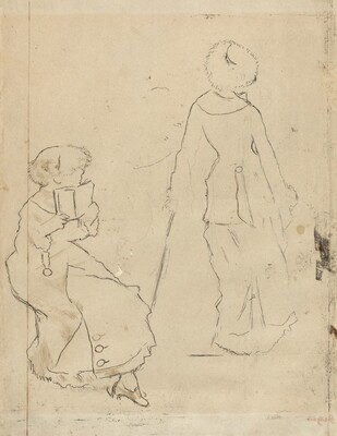 Study for "Mary Cassatt at the Louvre" [verso], Edgar Degas, c. 1879