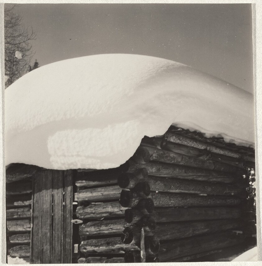Snow-covered cabin--Landscape