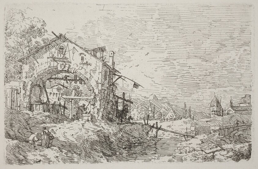 Landscape with a Woman at a Well [lower left]