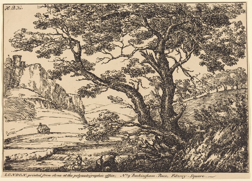Landscape with Large Tree, Castle on Left