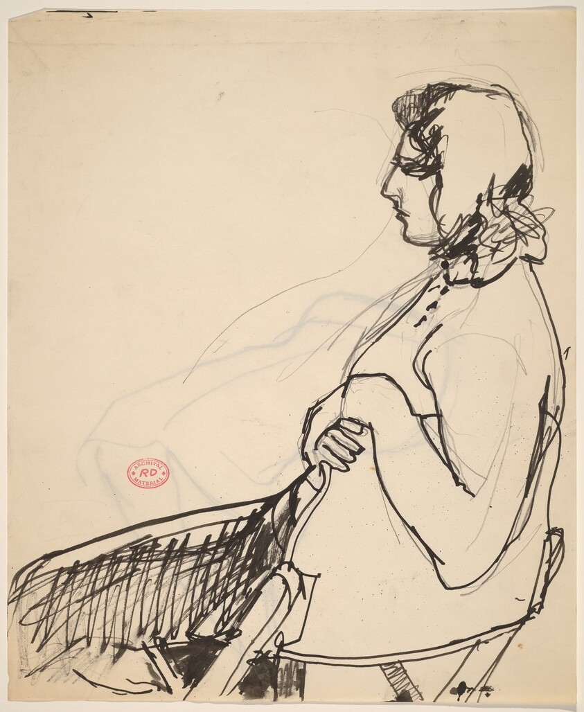 Untitled [side view of a seated woman]