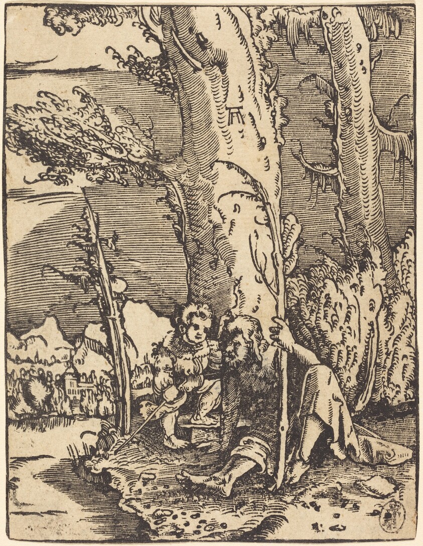 Saint Christopher Seated by a River Bank