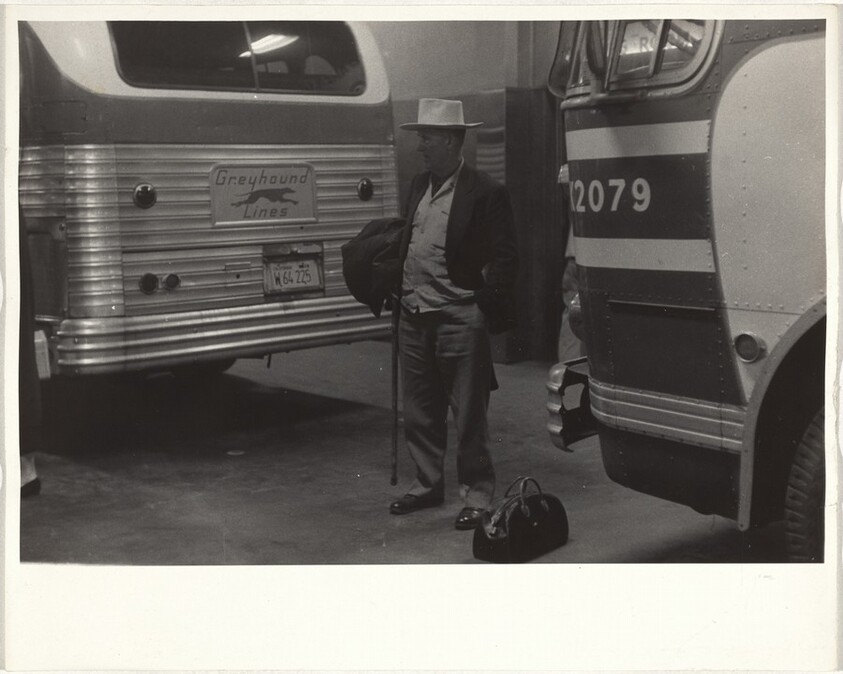 Man at bus station--Sacramento, California