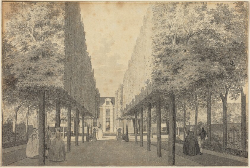 Ladies and Gentlemen Enjoying a Dutch Garden