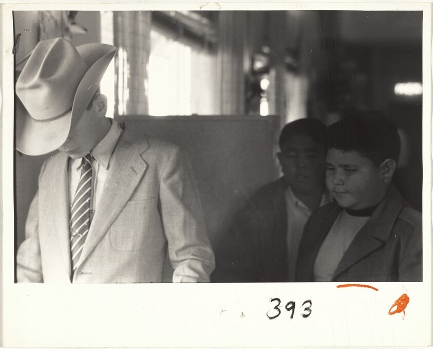 Three children in interior--outside Las Vegas, Nevada