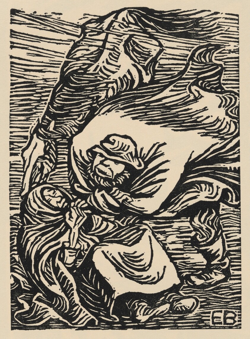 Gruppe im Sturm (Couple in a Storm) from Deutsche Graphiker der Gegenwart (German Printmakers of Our Time)