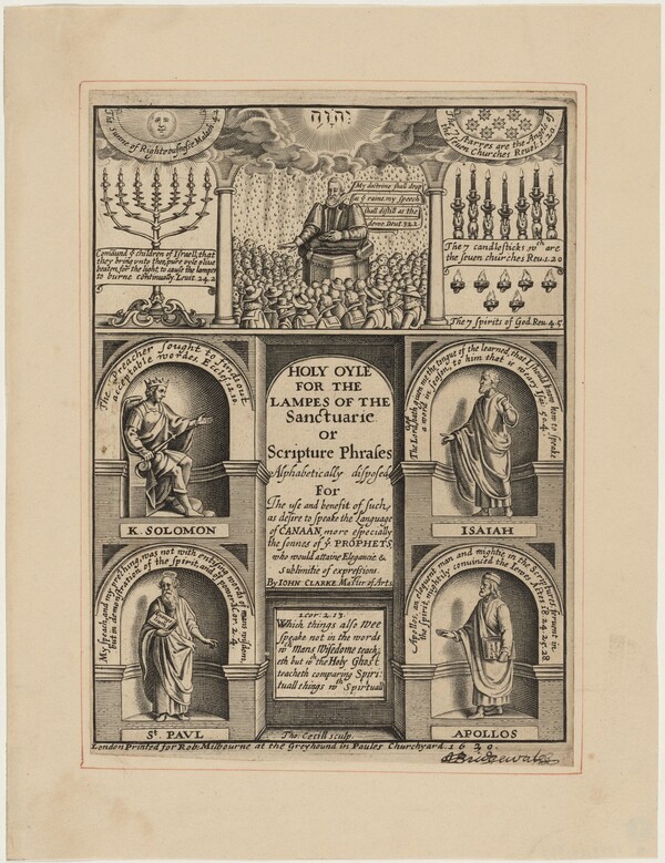 Title Page for Holy Oyle for the Lampes of the Sanctuarie, John Clarke