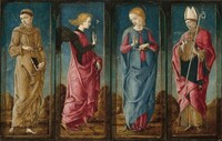 The Annunciation with Saint Francis and Saint Louis of Toulouse [four panels], Cosmè Tura, c. 1470/1480