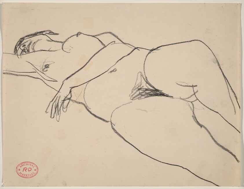 Untitled [nude reclining with her left arm across her belly]