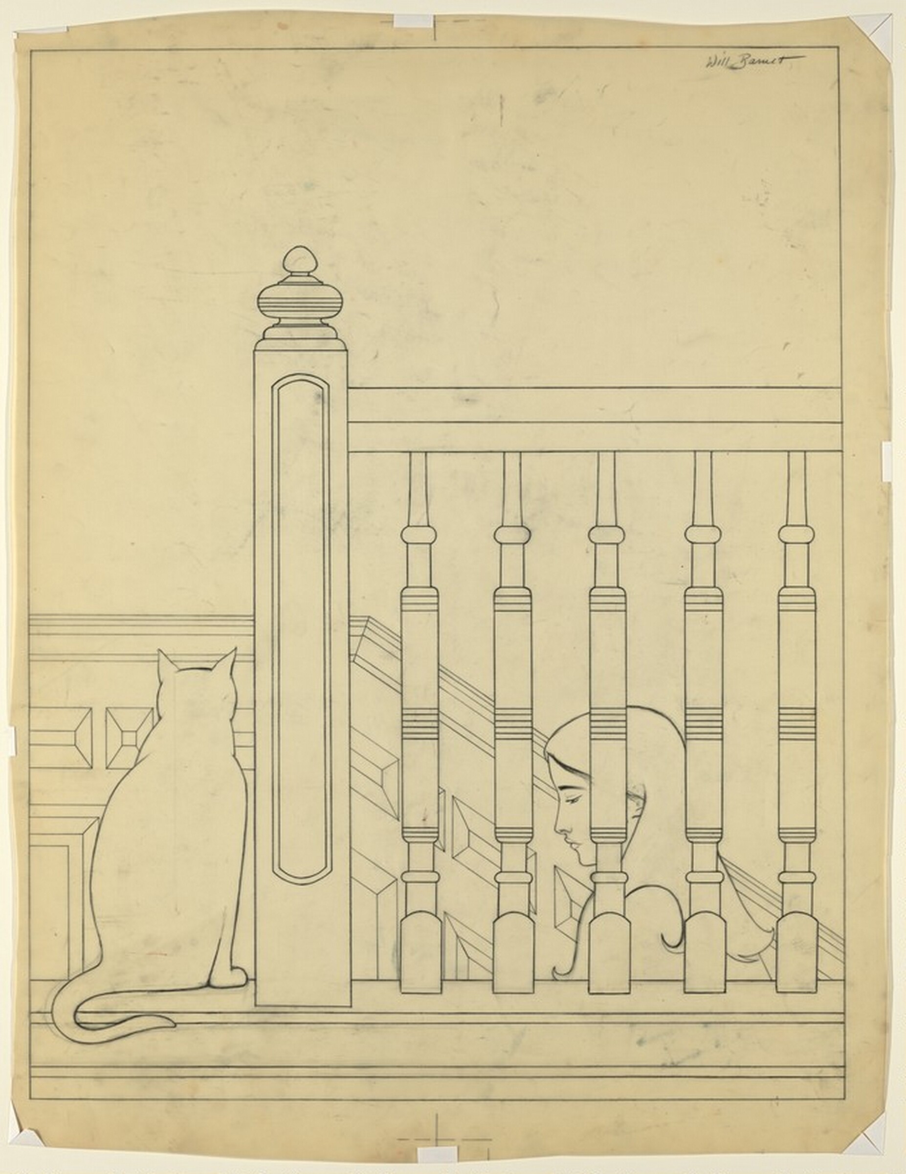 Drawing for "The Bannister", Will Barnet, 1981