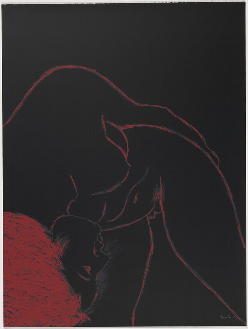 Red Nude on Black Ground