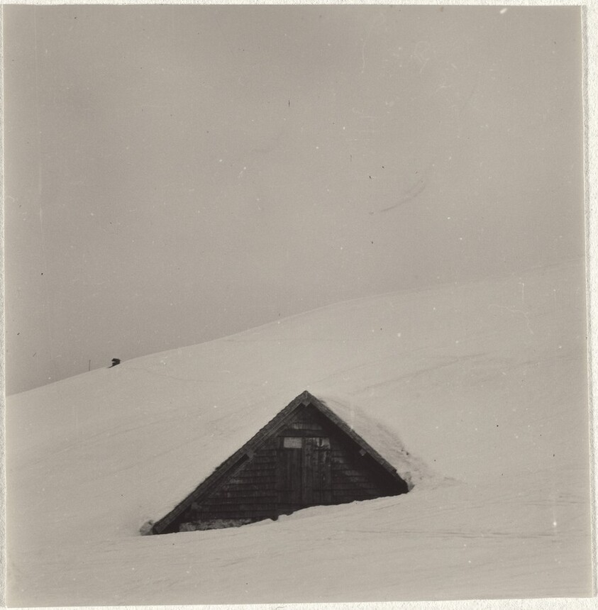 Snow-covered cabin--Landscape