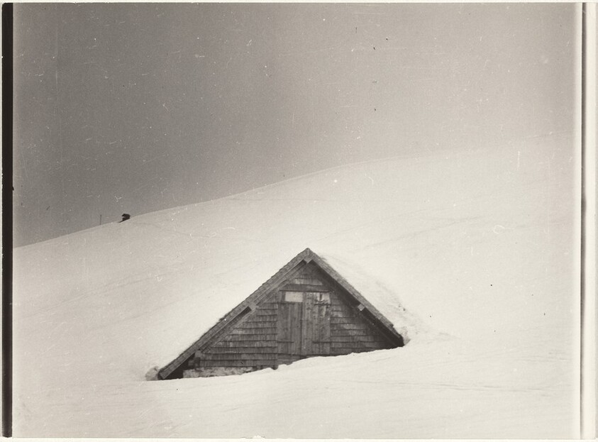 Snow-covered cabin--Landscape