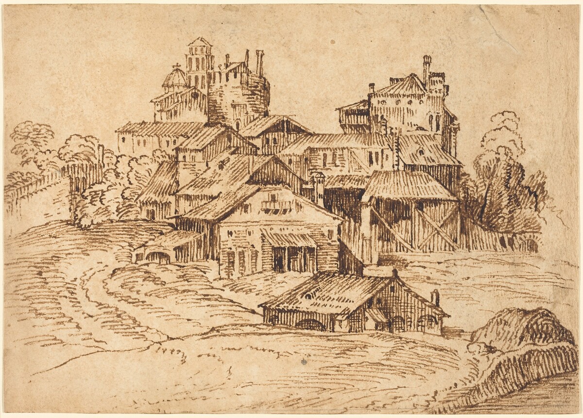 View of an Italian Town (after Titian or Domenico Campagnola)