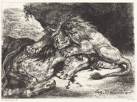 Lion Devorant un Cheval (Lion Devouring a Horse), Eugène Delacroix, 1844
